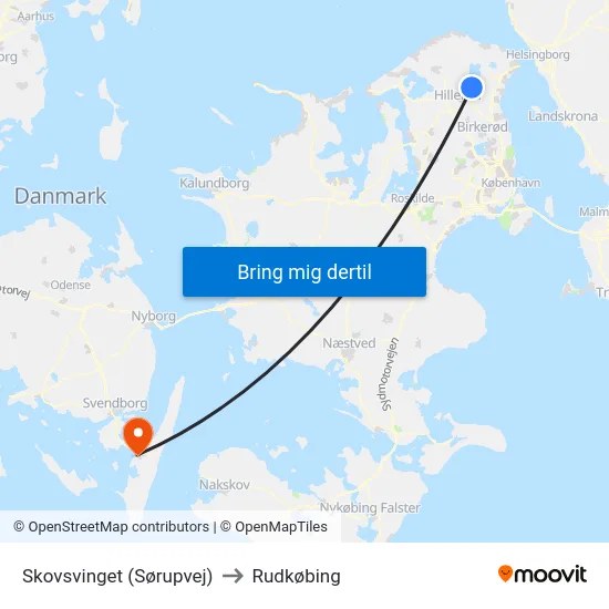 Skovsvinget (Sørupvej) to Rudkøbing map