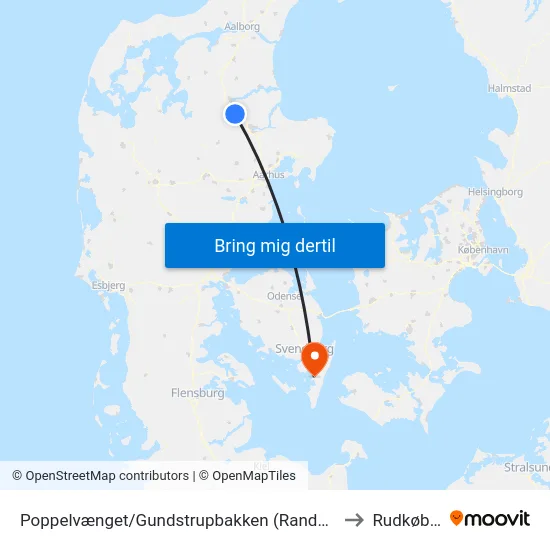 Poppelvænget/Gundstrupbakken (Randers Kom) to Rudkøbing map