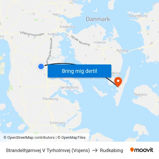 Strandelhjørnvej V Tyrholmvej (Vojens) to Rudkøbing map
