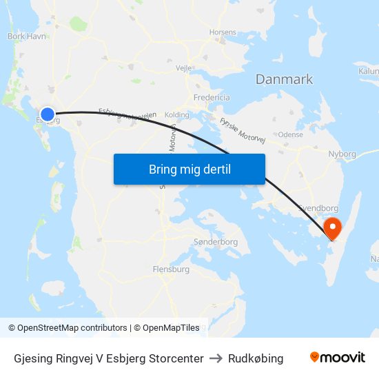 Gjesing Ringvej V Esbjerg Storcenter to Rudkøbing map