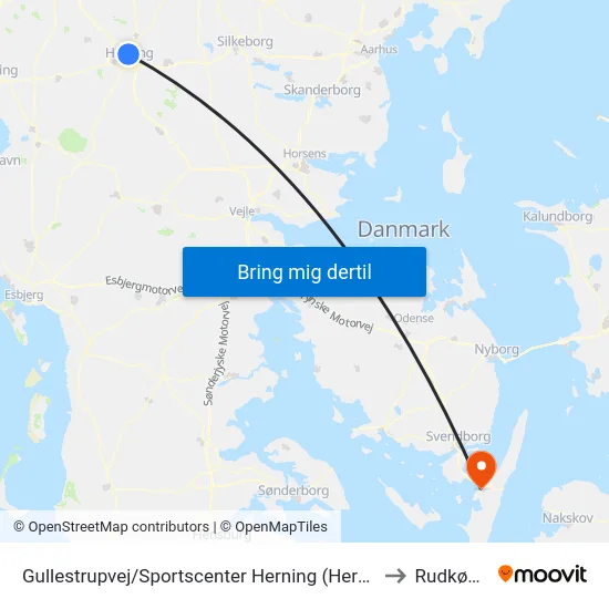 Gullestrupvej/Sportscenter Herning (Herning Kom) to Rudkøbing map