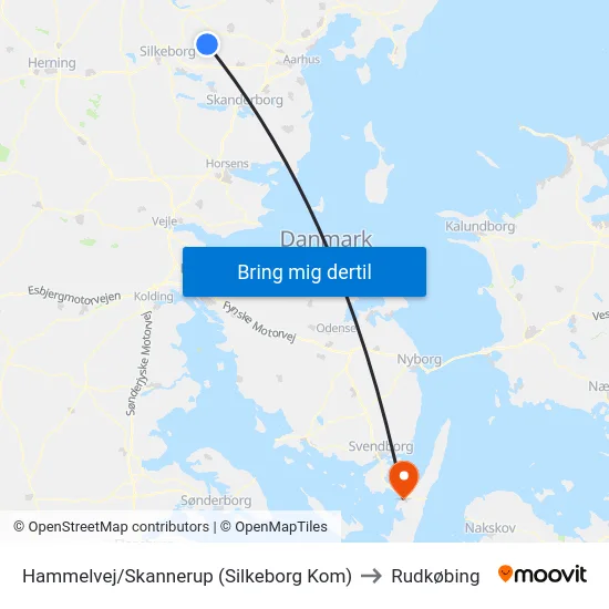 Hammelvej/Skannerup (Silkeborg Kom) to Rudkøbing map