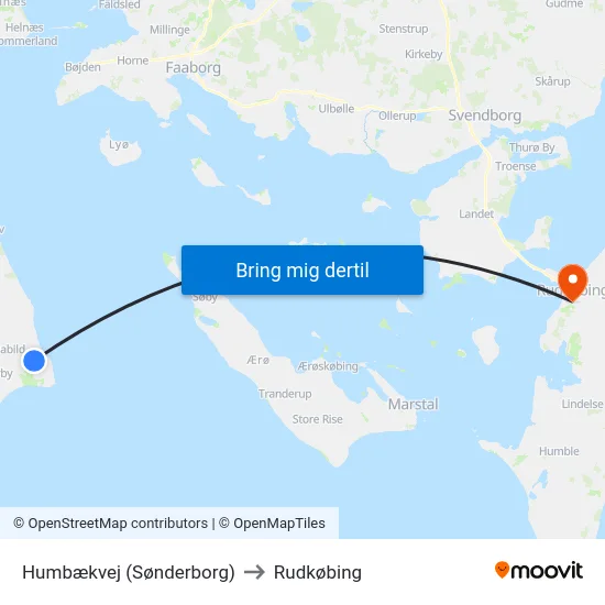 Humbækvej (Sønderborg) to Rudkøbing map