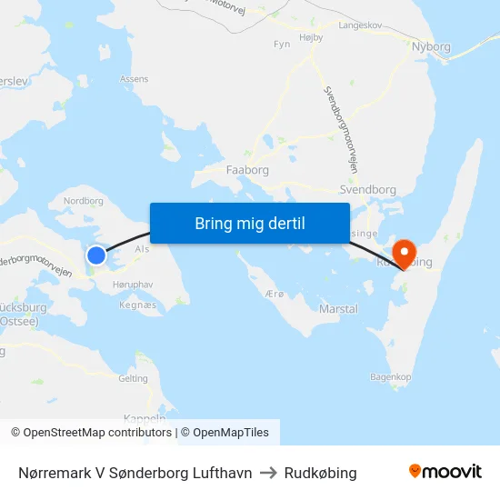 Nørremark V Sønderborg Lufthavn to Rudkøbing map