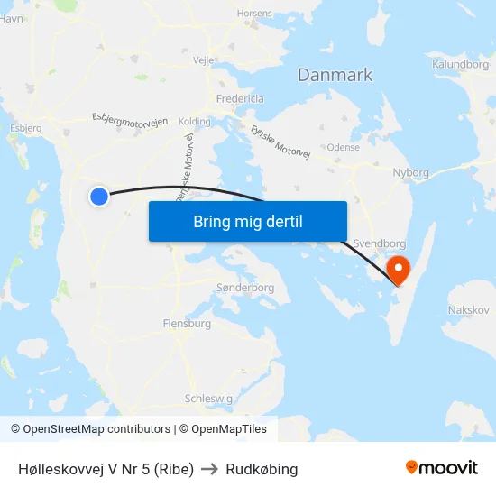 Hølleskovvej V Nr 5 (Ribe) to Rudkøbing map