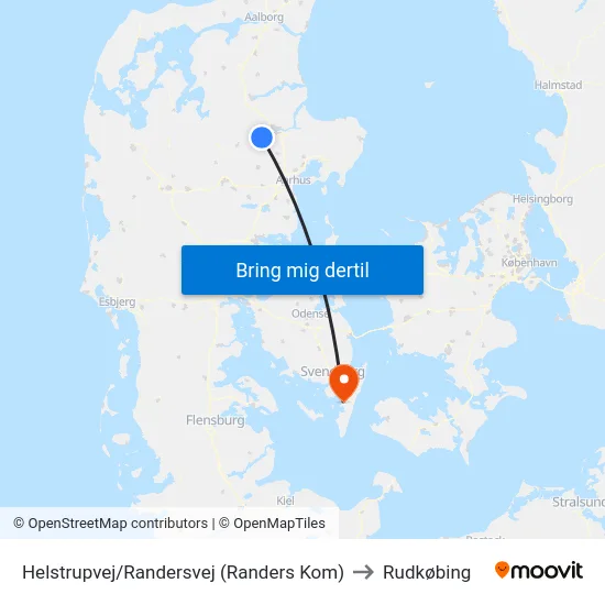 Helstrupvej/Randersvej (Randers Kom) to Rudkøbing map