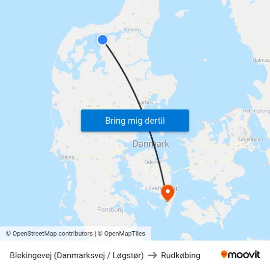 Blekingevej (Danmarksvej / Løgstør) to Rudkøbing map