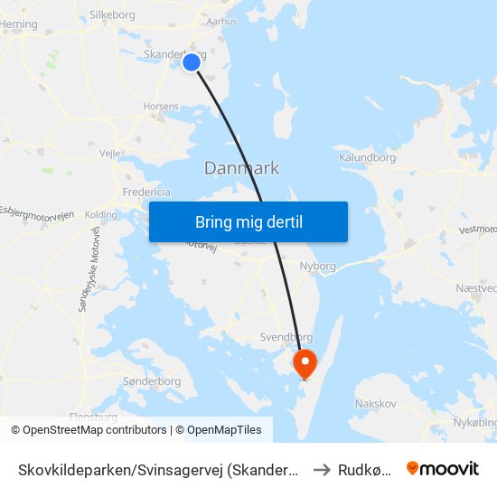 Skovkildeparken/Svinsagervej (Skanderborg Kom) to Rudkøbing map