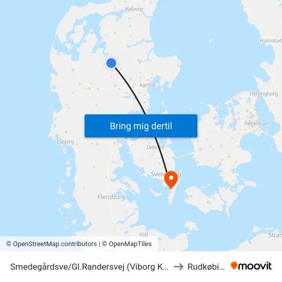 Smedegårdsve/Gl.Randersvej (Viborg Kom) to Rudkøbing map