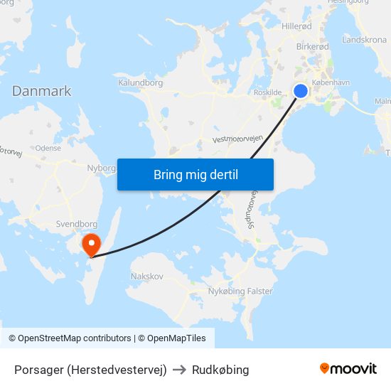 Porsager (Herstedvestervej) to Rudkøbing map