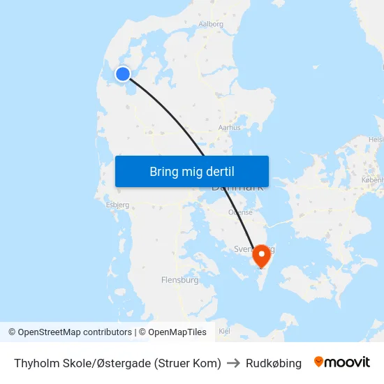 Thyholm Skole/Østergade (Struer Kom) to Rudkøbing map