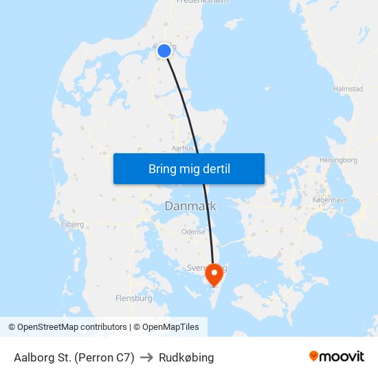 Aalborg St. (Perron C7) to Rudkøbing map