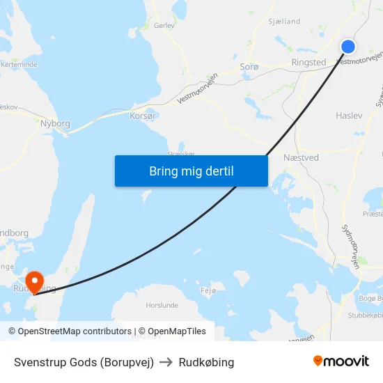 Svenstrup Gods (Borupvej) to Rudkøbing map