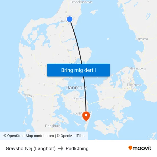 Gravsholtvej (Langholt) to Rudkøbing map