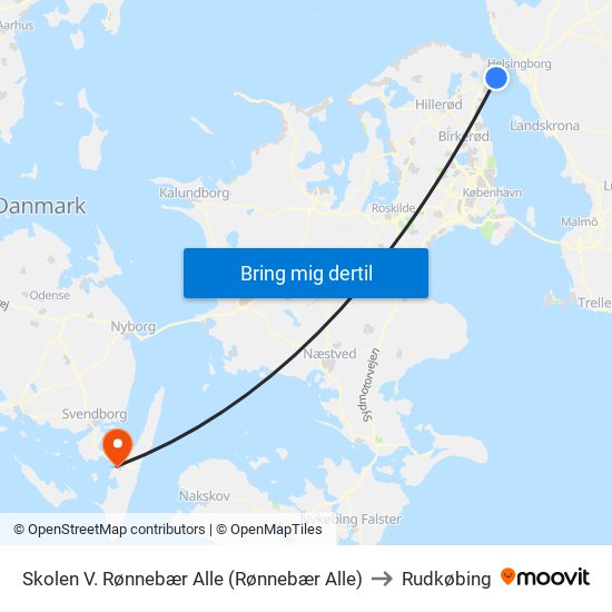 Skolen V. Rønnebær Alle (Rønnebær Alle) to Rudkøbing map