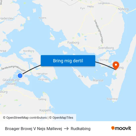 Broager Brovej V Nejs Møllevej to Rudkøbing map
