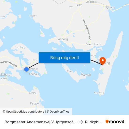 Borgmester Andersensvej V Jørgensgård to Rudkøbing map