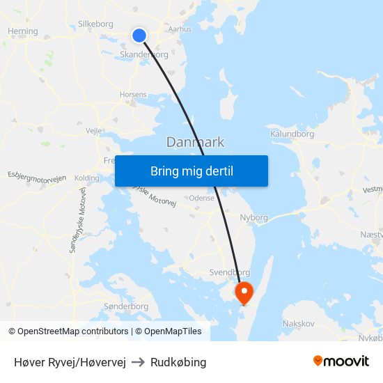 Høver Ryvej/Høvervej to Rudkøbing map