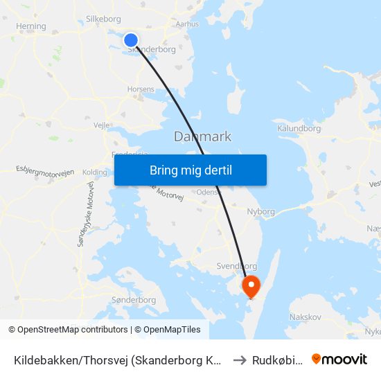 Kildebakken/Thorsvej (Skanderborg Kom) to Rudkøbing map