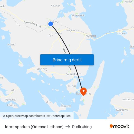 Idrætsparken (Odense Letbane) to Rudkøbing map