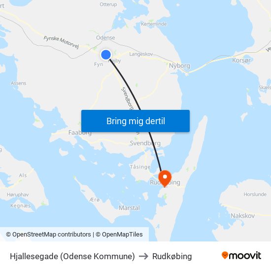 Hjallesegade (Odense Kommune) to Rudkøbing map