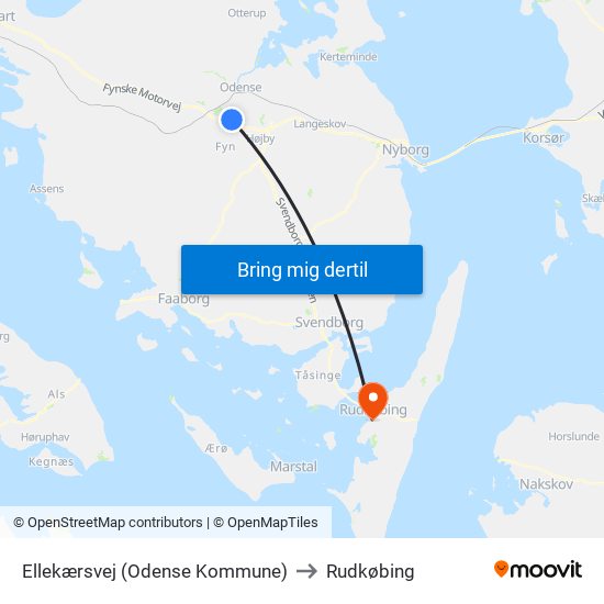 Ellekærsvej (Odense Kommune) to Rudkøbing map