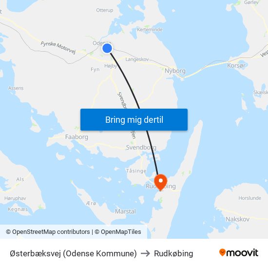 Østerbæksvej (Odense Kommune) to Rudkøbing map