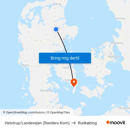 Helstrup/Landevejen (Randers Kom) to Rudkøbing map