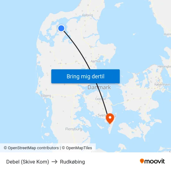 Debel (Skive Kom) to Rudkøbing map