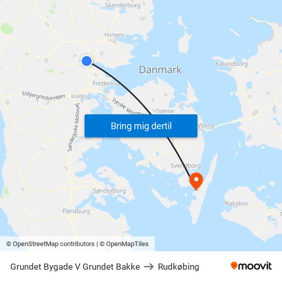 Grundet Bygade V Grundet Bakke to Rudkøbing map