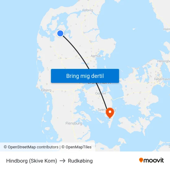 Hindborg (Skive Kom) to Rudkøbing map