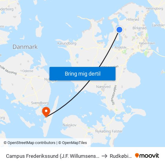 Campus Frederikssund (J.F. Willumsens Vej) to Rudkøbing map