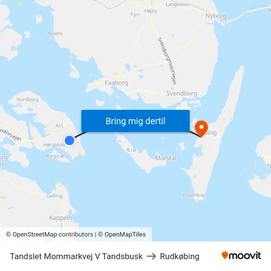 Tandslet Mommarkvej V Tandsbusk to Rudkøbing map