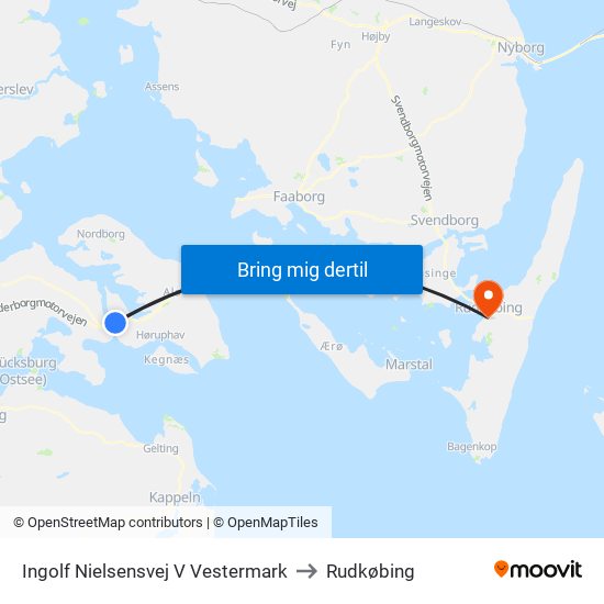 Ingolf Nielsensvej V Vestermark to Rudkøbing map