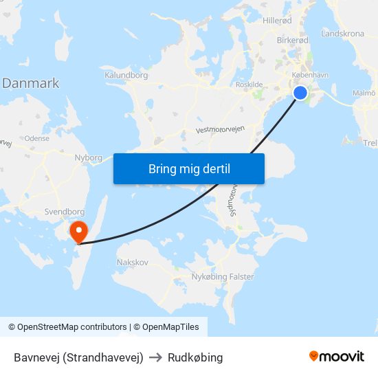 Bavnevej (Strandhavevej) to Rudkøbing map