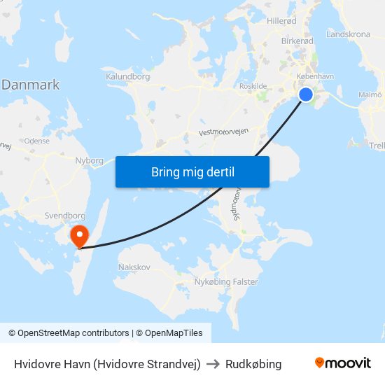 Hvidovre Havn (Hvidovre Strandvej) to Rudkøbing map