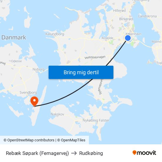 Rebæk Søpark (Femagervej) to Rudkøbing map