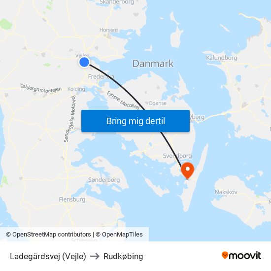 Ladegårdsvej (Vejle) to Rudkøbing map