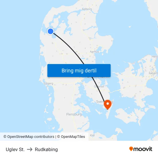 Uglev St. to Rudkøbing map