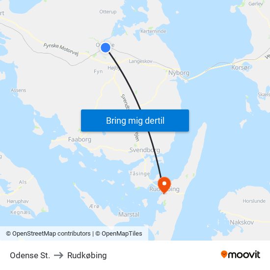 Odense St. to Rudkøbing map