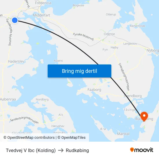 Tvedvej V Ibc (Kolding) to Rudkøbing map