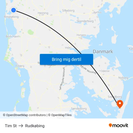 Tim St to Rudkøbing map