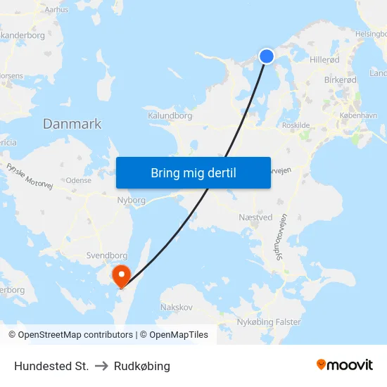 Hundested St. to Rudkøbing map