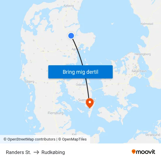 Randers St. to Rudkøbing map