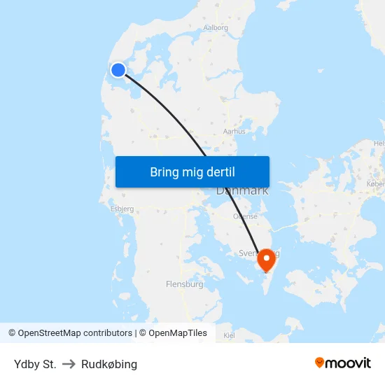 Ydby St. to Rudkøbing map