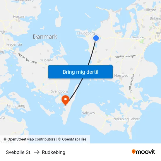 Svebølle St. to Rudkøbing map