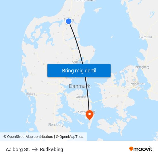 Aalborg St. to Rudkøbing map