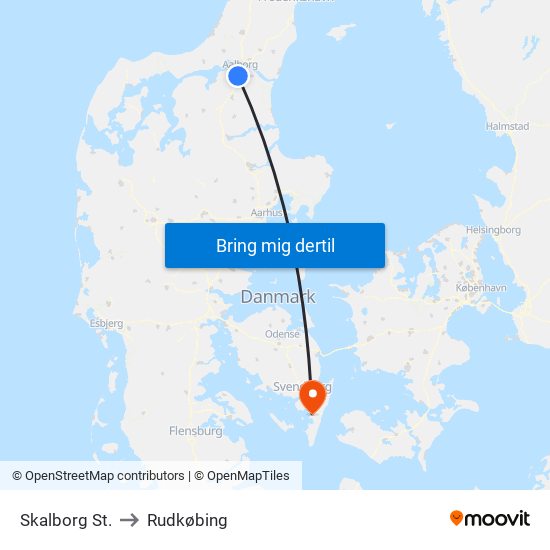 Skalborg St. to Rudkøbing map