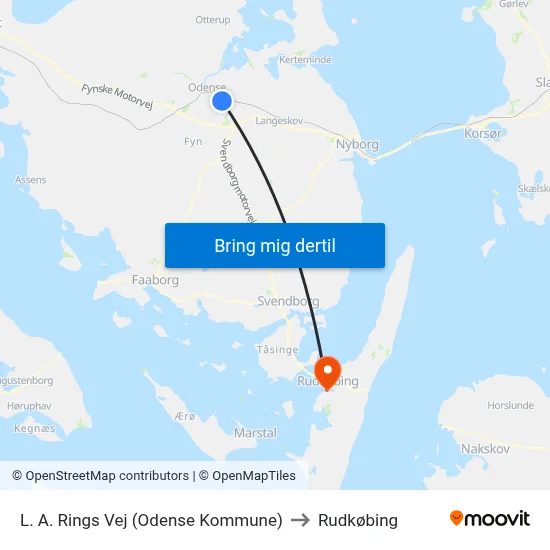 L. A. Rings Vej (Odense Kommune) to Rudkøbing map