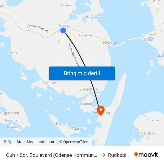 Ouh / Sdr. Boulevard (Odense Kommune) to Rudkøbing map